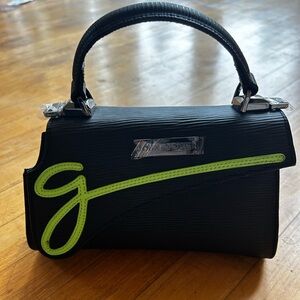 NWT John Geiger medium Lowercase Flap bag calfskin designer logo purse satchel